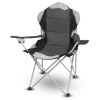 Foldable Camping Chair Heavy Duty Steel Lawn Chair Padded Seat Arm Back Beach Chair 330LBS Max Load with Cup Holder Carry Bag